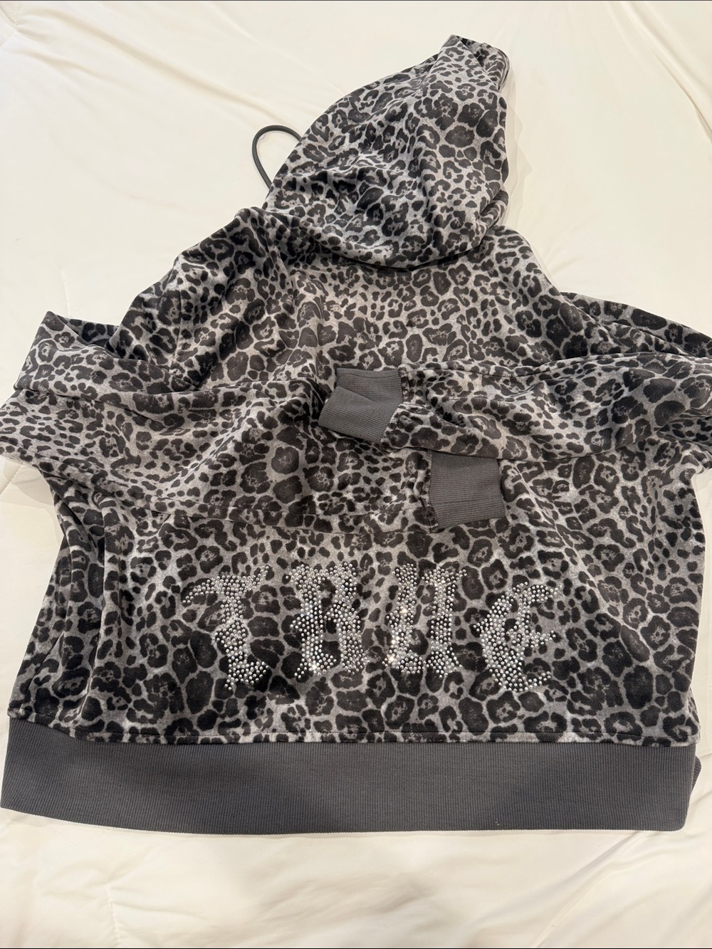True Religion Gray Leopard Print Hoodie - Picture 4 of 5